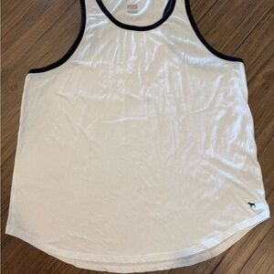 PINK Tank Top in White with Black Trim